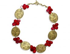 Colier gipsy cu coral rosu