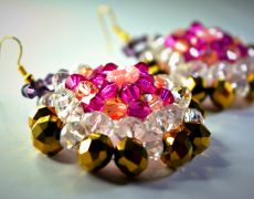 Cercei Purple Star cu cristale Swarovski aurii
