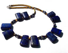 Lapis lazuli, hematit auriu si argint