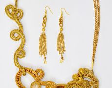 Colier "The golden chain of love" - colier soutache auriu