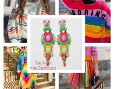 Cercei lungi multicolori Curcubeu, cercei candelabru multicolori, cercei statement, cercei cu agat roz si jad, cercei unicat