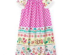 Rochie cu bufnite si vulpite, volane, bentite, cadou botez, fetite, copii, aniversare, decoratiuni