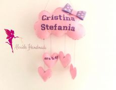 Decorațiune camera bebelușului / copilului / Ghirlanda nume fetru / Norisor pufos / Decorațiune personalizata broderie