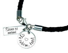 Daddy's Lucky Charms - bratara piele barbateasca - bratara argint barbati - cadou pentru el
