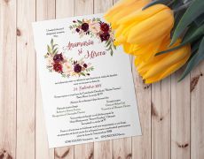 Invitatie nunta Wine Autumn, invitatie nunta flori, invitatie nunta simpla, invitatie florala