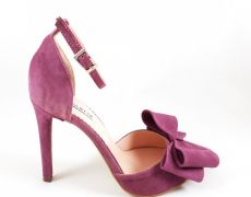 Pantofi decupati funde roz piele intoarsa - pantofi Ancolette, piele naturala - pantofi pe comanda