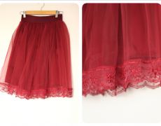 Fusta Tulle Dama, Fusta Eleganta Grena, Tutu Femei, Fusta din Tulle Bordeaux, Fusta cu Dantela, Fusta Tulle Marsalla