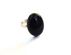 Inel delicat din Argint 925 si Onix oval - IN320.1 - Inel negru, inel elegant, inel pietre semipretioase, inel reglabil