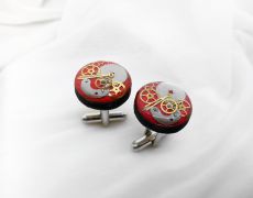 Butoni din lemn natural, Butoni steampunk, piese de ceas si rasina,Butoni de nunta, Butoni unicati
