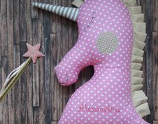 Unicorn roz personalizat, perna decorativa, decoratiuni, stea, accesorii, breslo, jucarii, handmade, perne, haine, cadou botez, aniversare