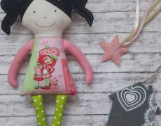Miss Cleo, papusa handmade, papusi japoneze, shabby chic, inima, decoratiuni, handmade, accesorii, cadou personalizat, flori, botez, Pinkstudio Design