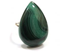 Inel statement deosebit din Argint 925 si Malachit natural - IN574 - Inel verde lacrima, cadou romantic, inel pietre semipretioase, inel reglabil, cadou sotie