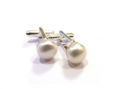 Butoni camasa barbati - Argint 925 si Perle de cultura albe - BU590 - Butoni perle, butoni unisex argint, butoni albi eleganti, butoni rotunzi, butoni nunta, butoni ocazie