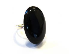 Inel statement din Argint 925 si Onix oval - IN605 - Inel negru masiv, inel elegant pietre semipretioase, inel reglabil piatra mare, cadou aniversare / Craciun / 8 martie sotie