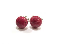 Butoni camasa barbati - Argint 925 si Agate rosii / visinii - BU661 - Butoni pietre semipretioase, butoni unisex argint, butoni eleganti, butoni ocazie