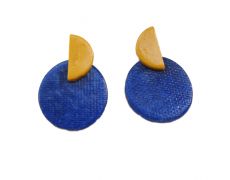 Statement Earrings - Modern and minimal every day jewelry- Geometrie in culori - albastru , handmade jewelry, boho earrings,.Cercei mari modelati manual din argila polimerica