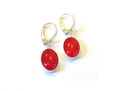 Cercei ovali din Argint 925 si Agate rosii - CE366.1 - cercei din pietre semipretioase, cadou romantic pentru ea, cercei rosii, cercei ocazie