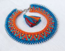 Colier cu motive traditionale / Colier traditional / Colier etnic / Colier hippie / Colier bohemian / Colier colorat / Colier romanesc / Accesorii traditionale / Bijuterii traditionale / Bijuterii textile / Colier textil