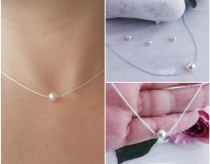 Colier din argint si perla Swarovski, cadou domnisoare de onoare, cadou aniversare / Craciun / 8 martie / Dragobete / Valentine's Day sotie / prietena