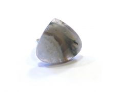 Inel reglabil din Argint 925 si Agata moss, picatura fatetata - IN685 - Inel masiv, inel elegant pietre semipretioase, inel piatra mare, inel alb gri translucid, cadou aniversare / Craciun / 8 martie sotie