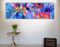 Tablou pictat manual, unicat, original, din 3 panouri, Organic Vs. Geometric - 150x50x4 cm