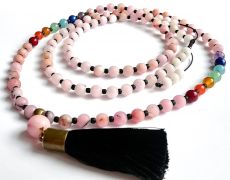 Colier Mala+7 chakre*108+1*Cherry blossom jasper*Colier pentru meditatie si rugaciune