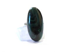 Inel reglabil deosebit din Argint 925 si Malachit natural - IN693 - Inel verde oval, cadou romantic, inel pietre semipretioase, inel reglabil, cadou sotie