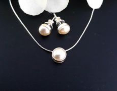 Set argint si perle Swarovski, Colier din argint si perla Swarovski, Cercei din argint si perla, cadou domnisoare de onoare, cadou aniversare / Craciun / 8 martie / Dragobete / Valentine's Day sotie / prietena