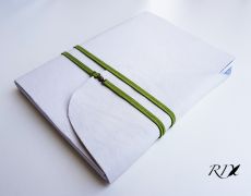 Jurnal (mare) de călătorie -ALB/VERDE- Jurnal de călătorie cu copertă de piele naturală albă