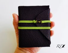 Jurnal (mini) de călătorie - Jurnal de călătorie cu copertă de piele naturală maro cu verde